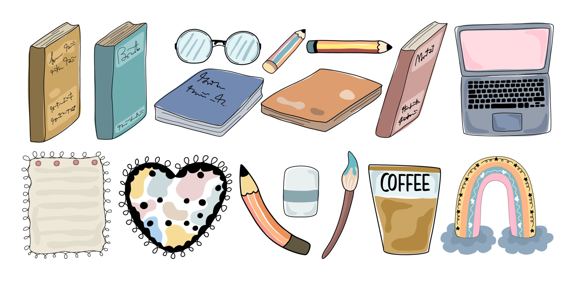 Vector illustration Books elements for decorations Doodle style designs