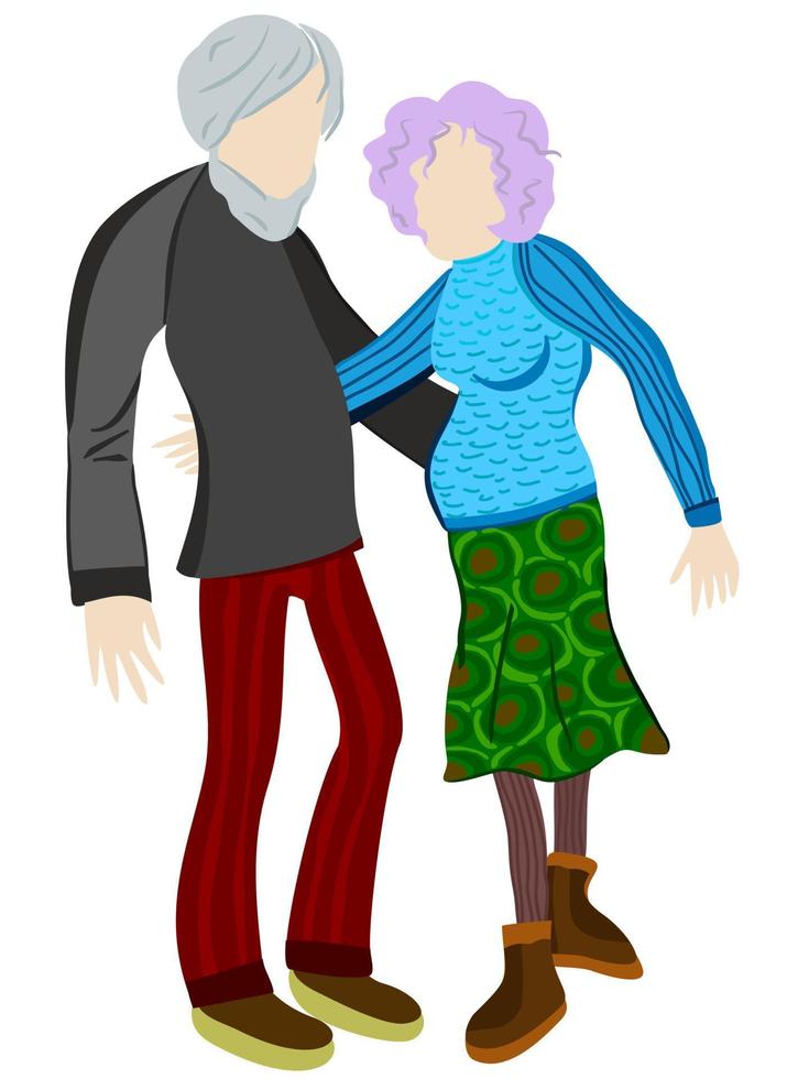 ilustración vectorial aislada de una pareja de ancianos. vector