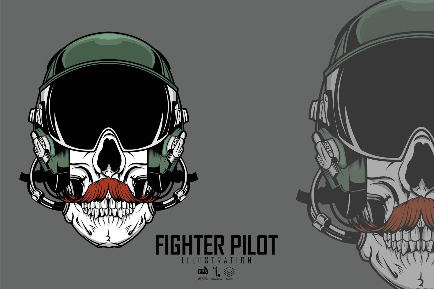 ilustración de piloto de combate con fondo gris, formato listo eps 10 vector