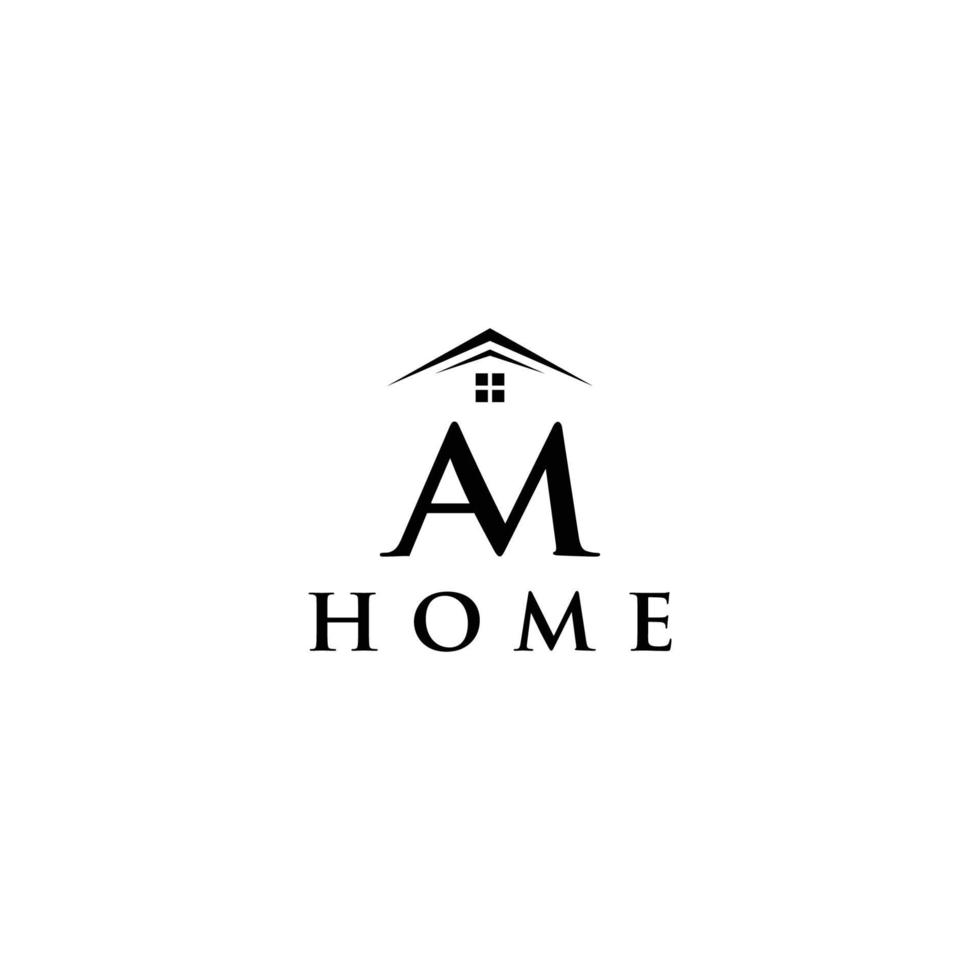 initials A M home logo vector icon illustration