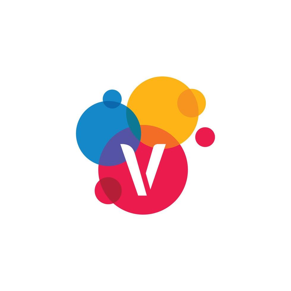 Dots Letter V Letter. V Design Vector with Dots.