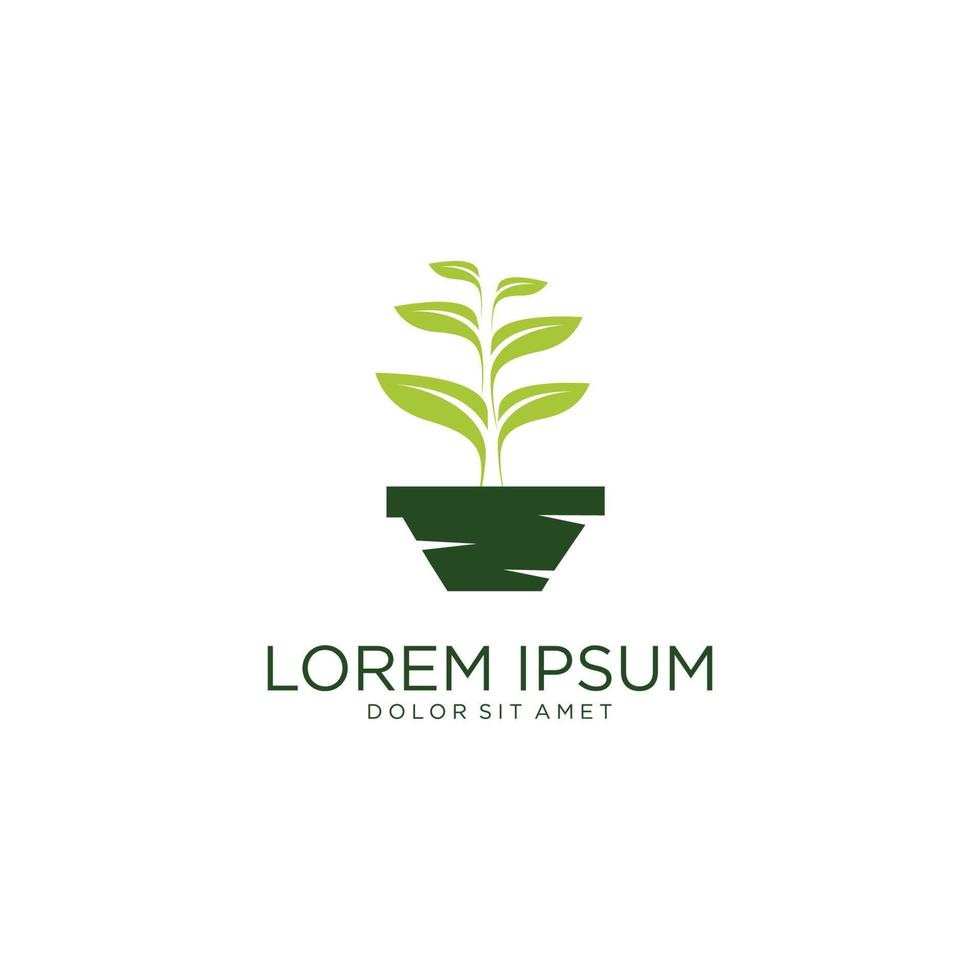 Abstract green leaf logo icon vector design. Landscape design, garden, Plant, nature and ecology vector logo.