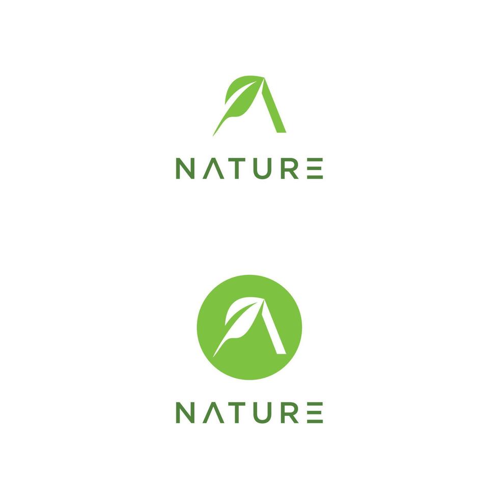 letter A leaf icon logo design concept vector