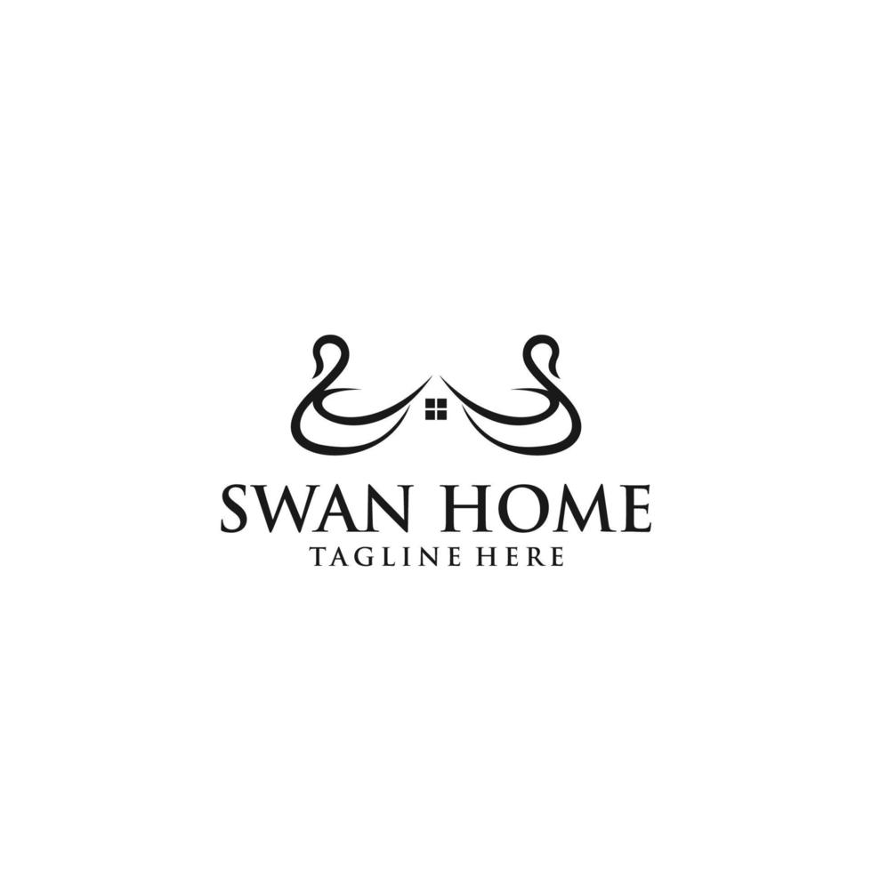 Swan home logo vector graphic abstract