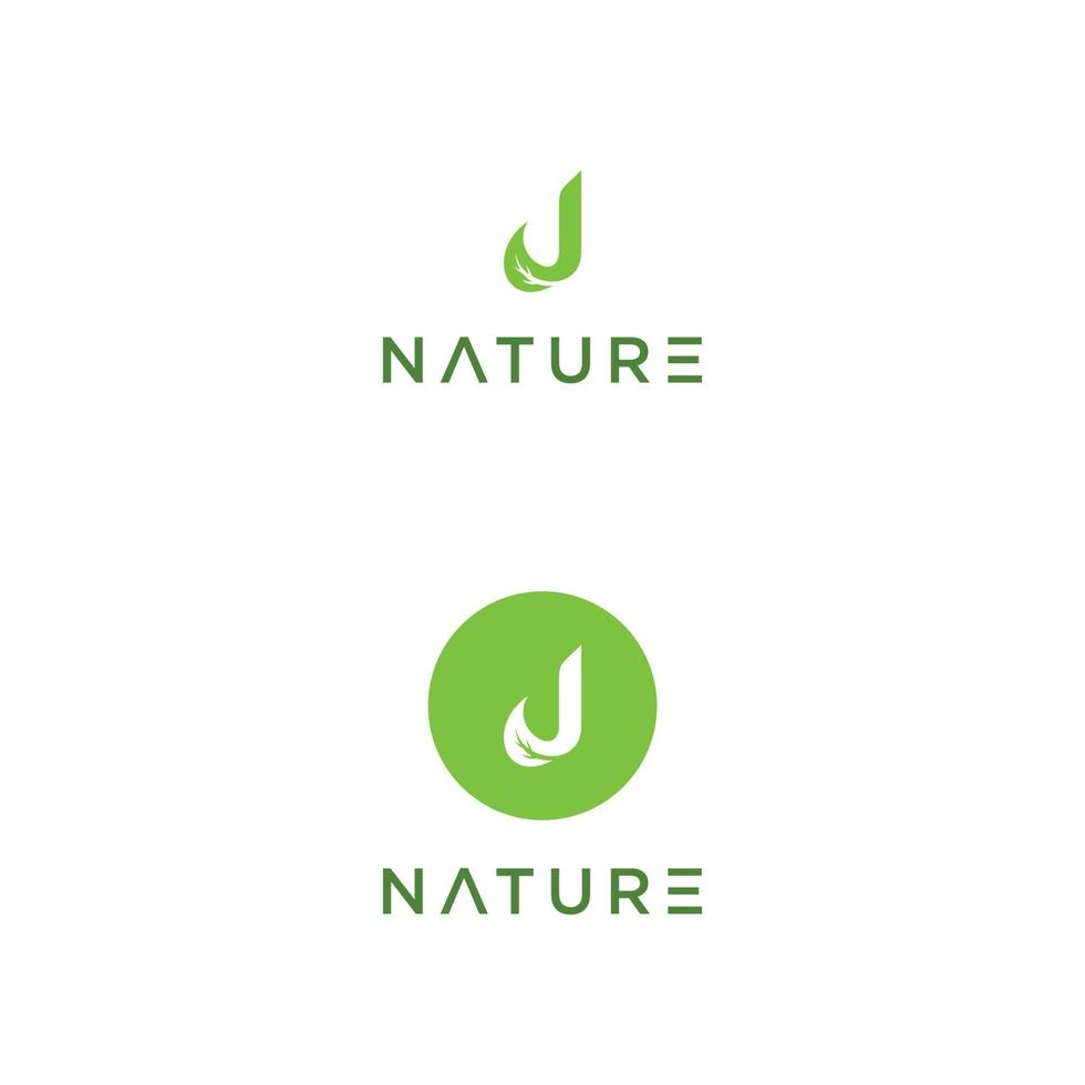 concepto de diseño de logotipo de icono de hoja de letra j vector