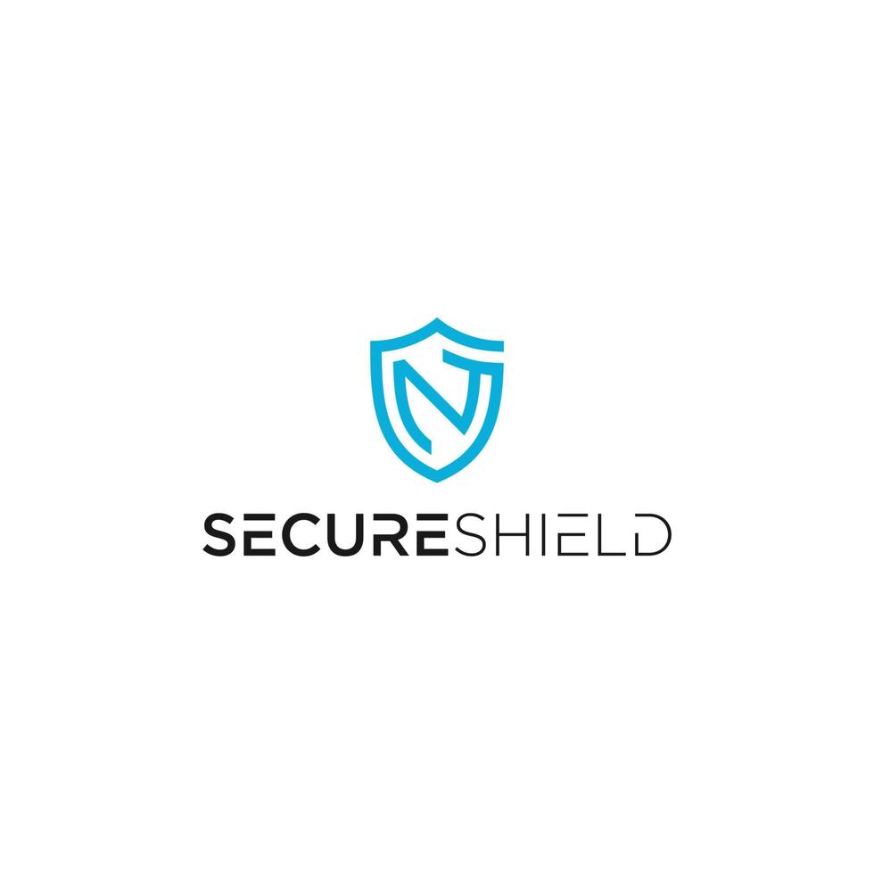 Shield N logo template with line concept vector