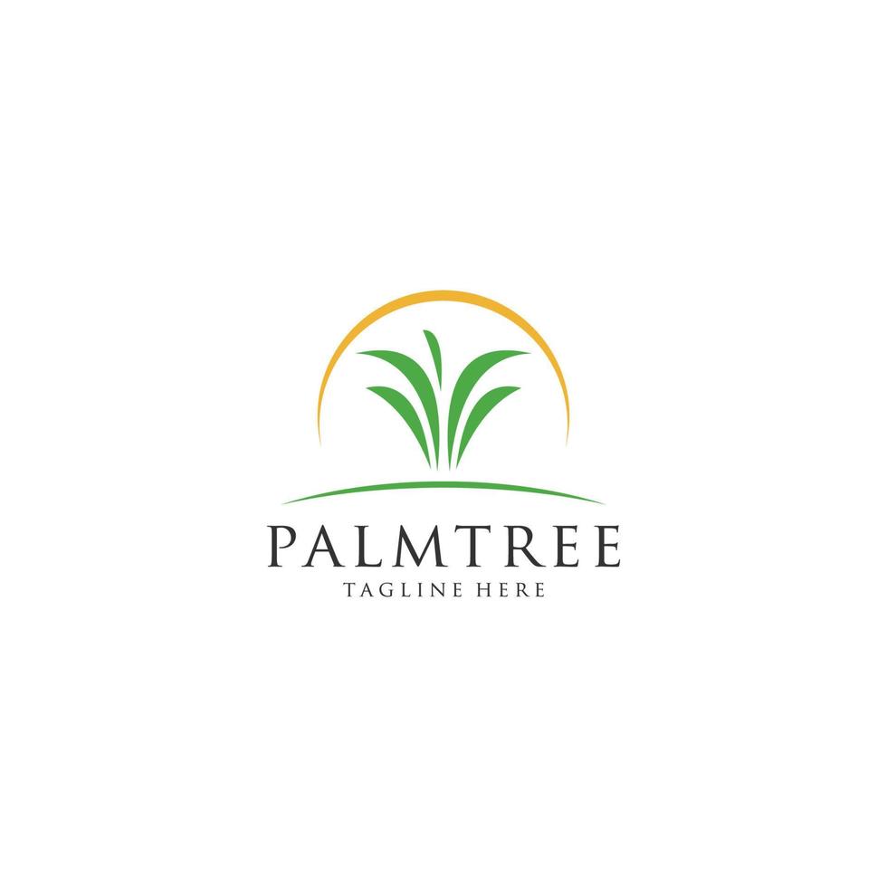 vector de logotipo de palmera, casa de playa tropical de cocoteros