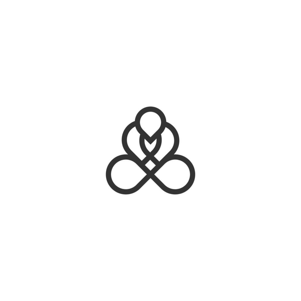 Abstract yoga human linear logo. Thread person flower balance logotype. Creative spa, guru vector mark.