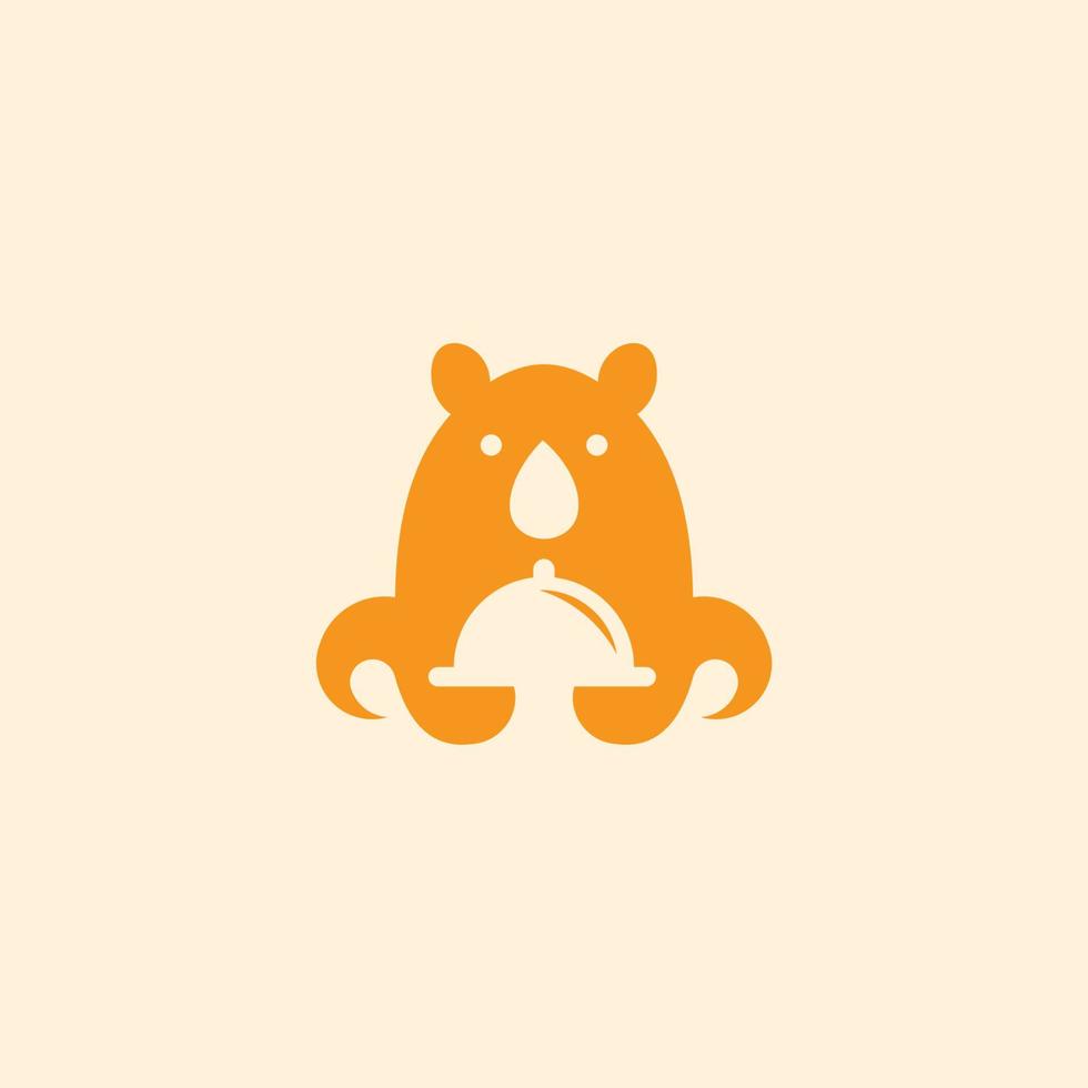 Bear food logo icon design abstract modern minimal style illustration. vector