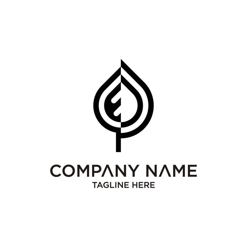 Vector logo on which an abstract image of a drop of water which is also similar to a leaf of a tree.