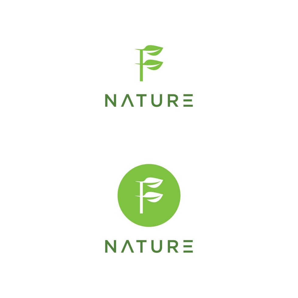 letter F leaf icon logo design concept vector