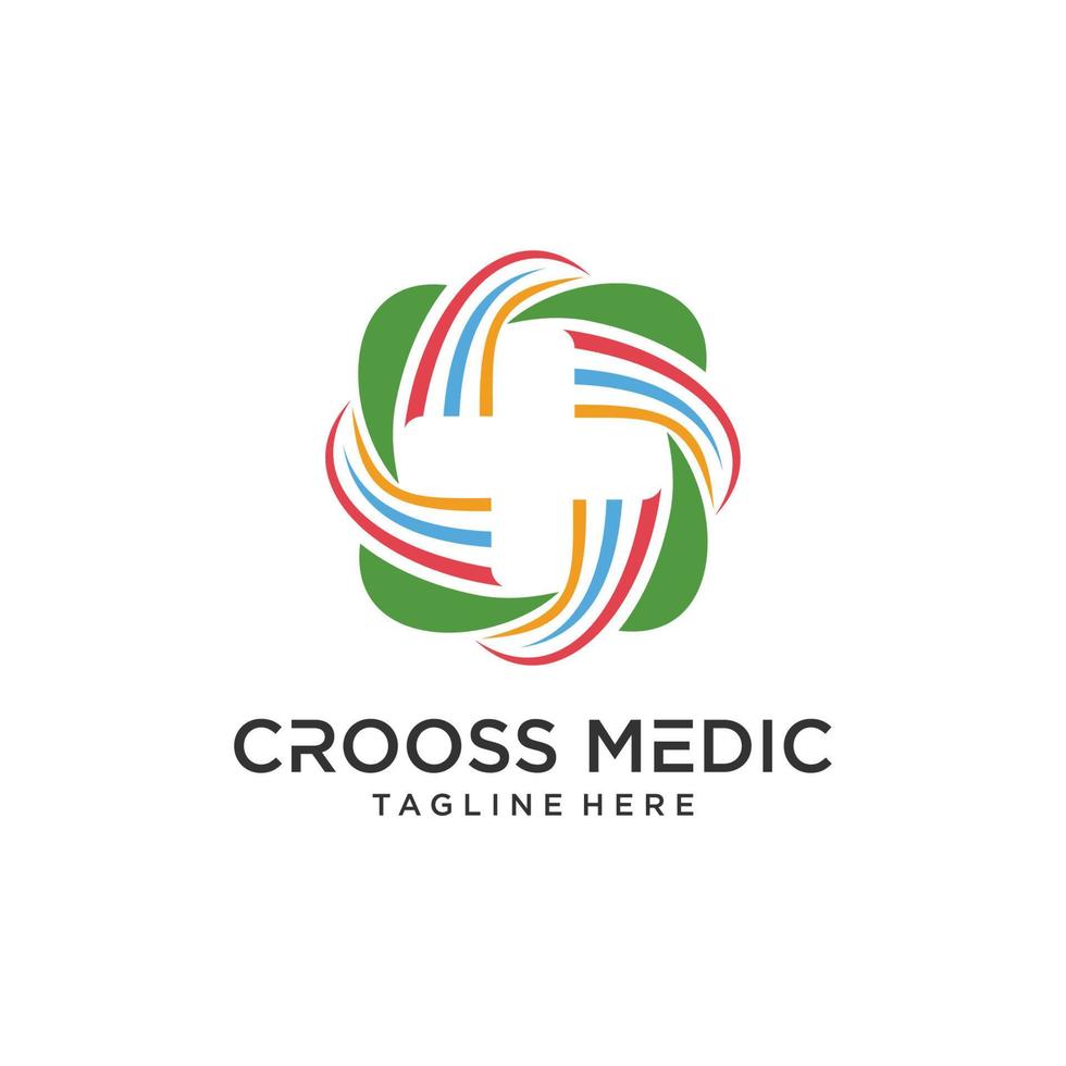 logotipo de farmacia medicina cruz diseño abstracto plantilla vectorial. icono de concepto de logotipo de bucle infinito de clínica médica natural eco bio. vector