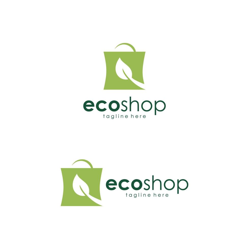 Inspiración en el diseño del logotipo de la tienda ecológica del carrito de la compra verde vector