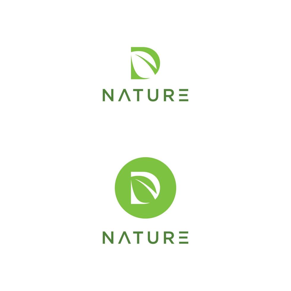letter D leaf icon logo design concept vector