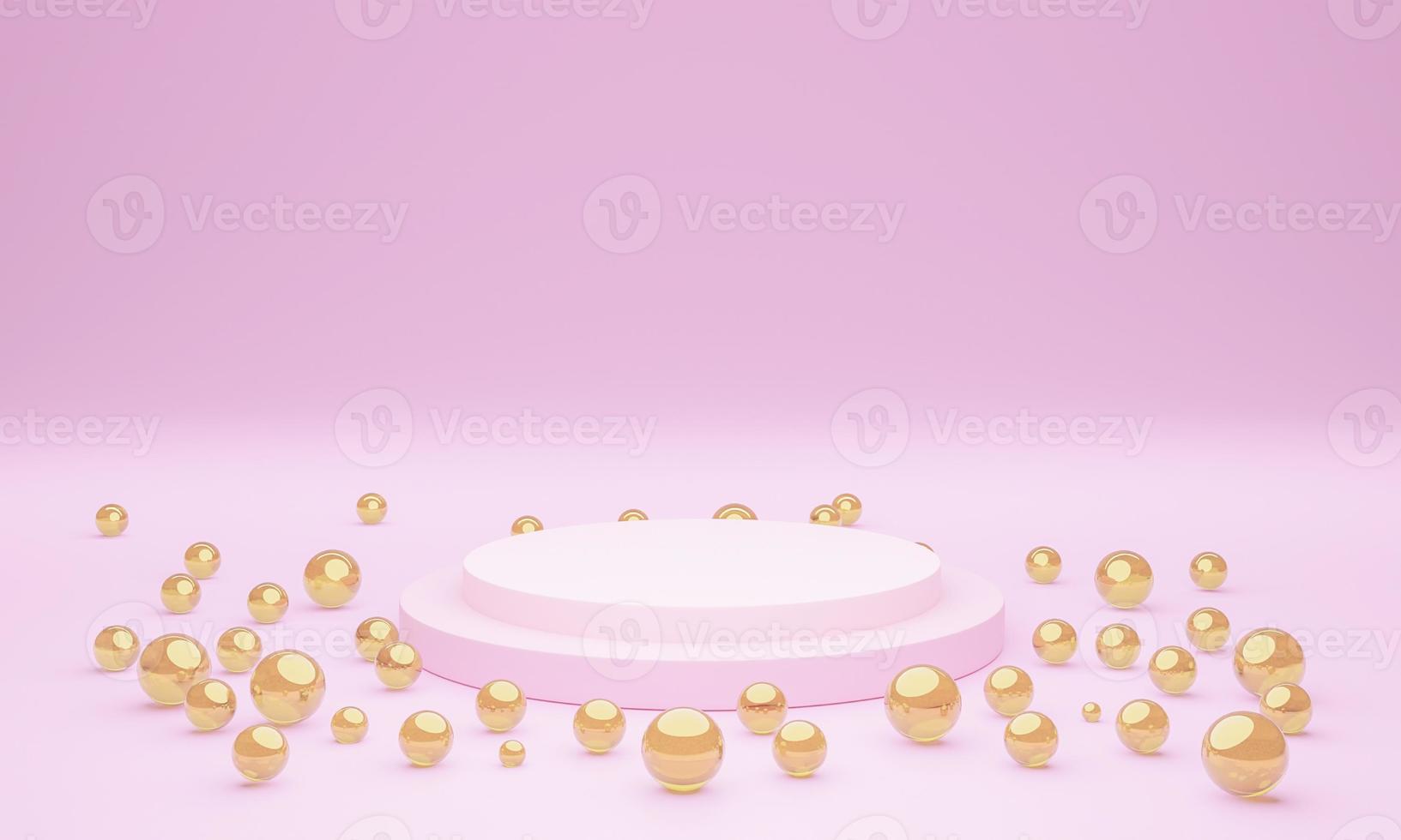 Mock-up Display Product Podium, 3D rendering. Abstract scene background. Cylinder podium on pink background. Product presentation, mock up, show cosmetic product, Podium, stage pedestal or platform photo