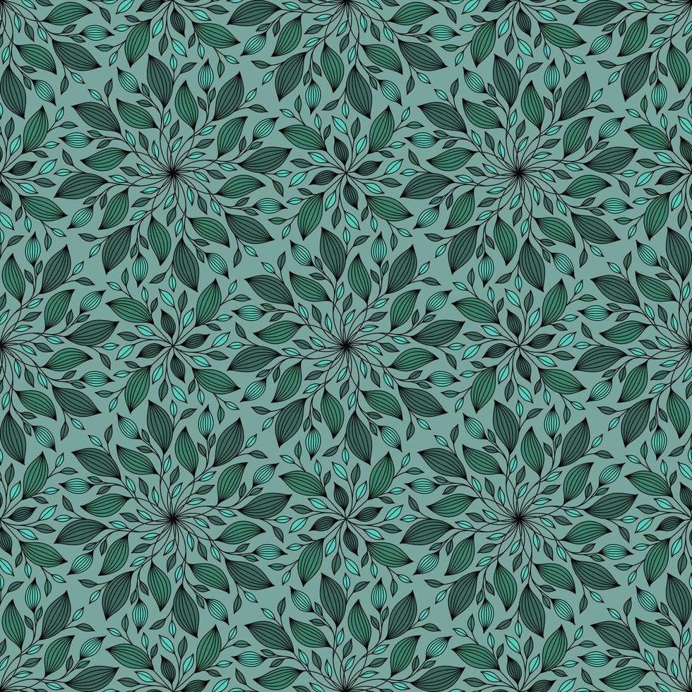 MINT SEAMLESS VECTOR BACKGROUND WITH ROUND FLORAL ORNAMENT