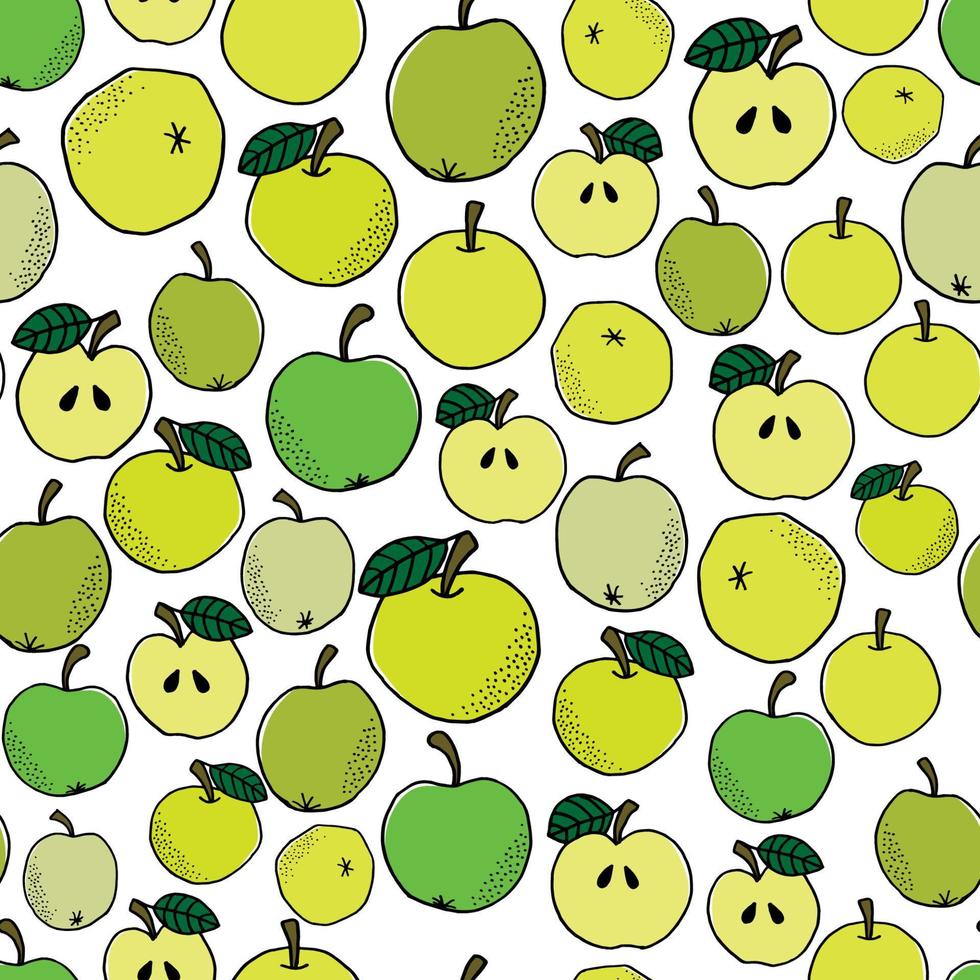 Vector seamless pattern. Hand drawn apples on white background. For fabrics, invitations, blog, post, social media, book covers, wrapping paper. Fruits background. Backdrop for food shops social media