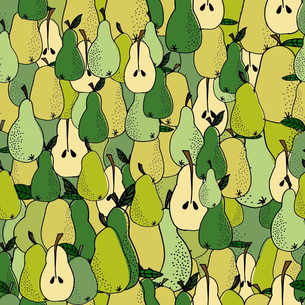 Vector seamless pattern. Hand drawn pears. Natural background. For fabrics, invitations, blog, post, social media, book covers, wrapping paper. Fruits background. Backdrop for food shops social media
