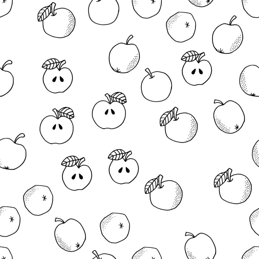 Vector seamless pattern. Hand drawn apples on white background. For fabrics, invitations, blog, post, social media, book covers, wrapping paper. Fruits background. Backdrop for food shops social media