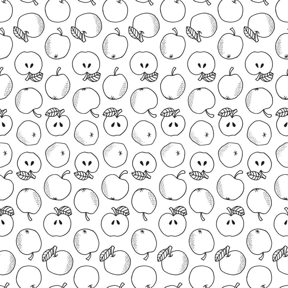 Vector seamless pattern. Hand drawn apples on white background. For fabrics, invitations, blog, post, social media, book covers, wrapping paper. Fruits background. Backdrop for food shops social media