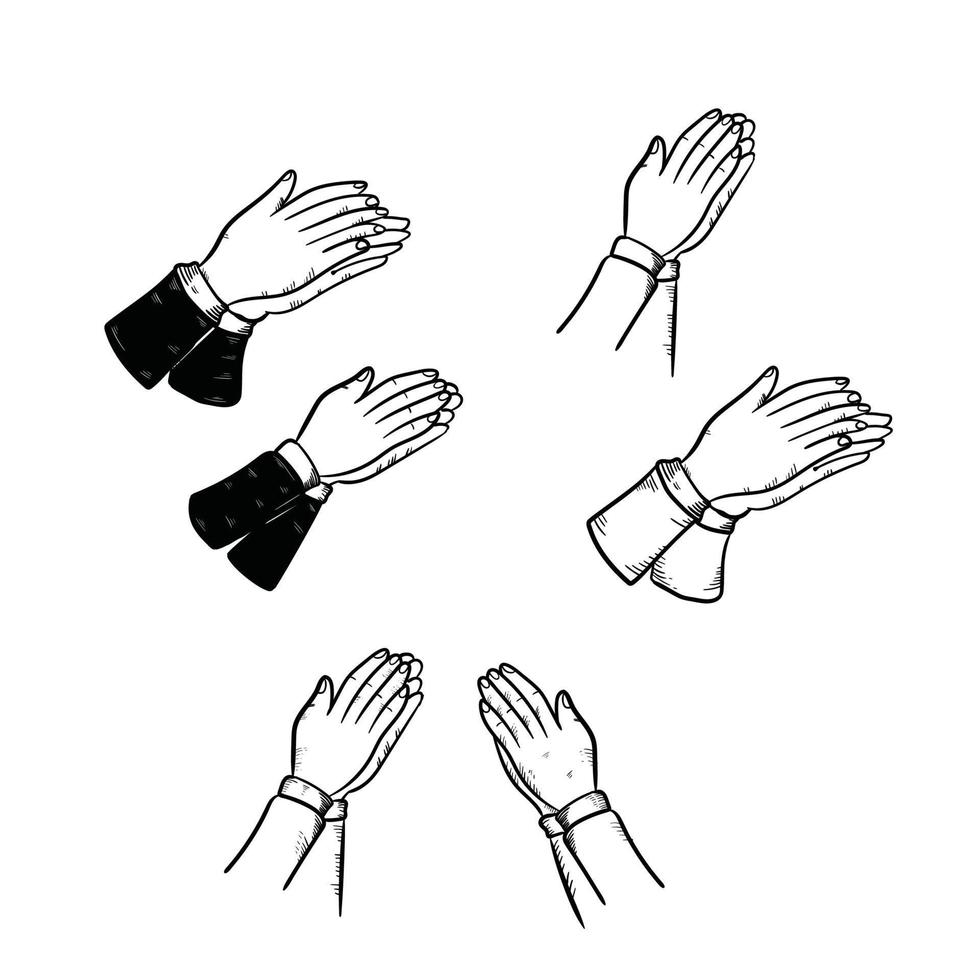 praying hands doodle vector