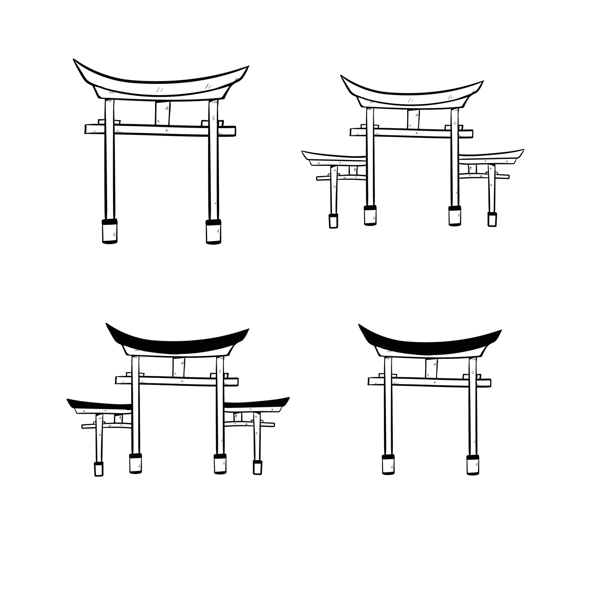 japan gate temple shrine doodle art 7644236 Vector Art at Vecteezy