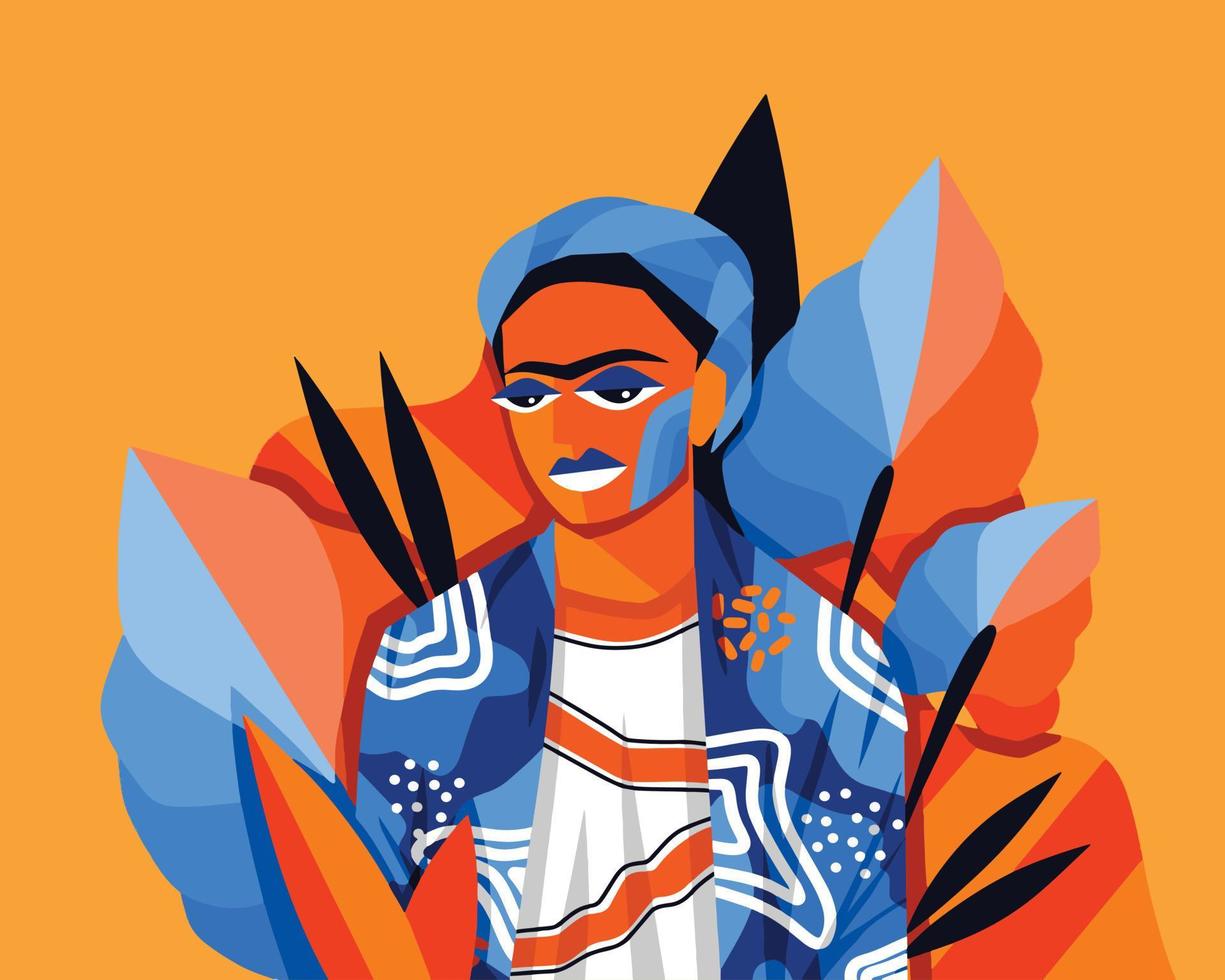 ilustración de frida kahlo cubismo para su diseño de fondo vector