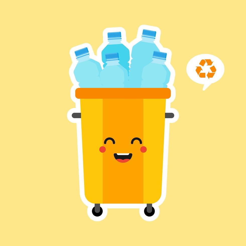 Recycle Bin Cartoon Character Flat design vector illustration