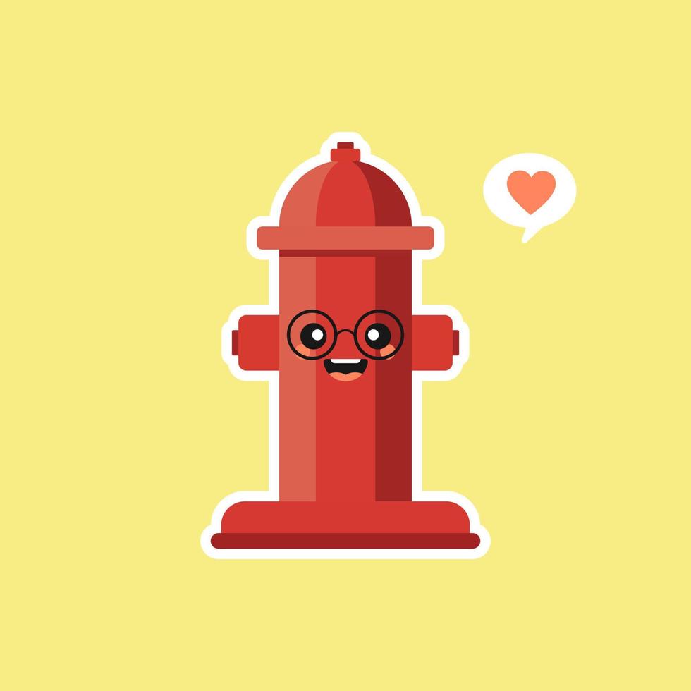 Hydrant street pipe cute kawaii cartoon icon vector illustration Pipe for water supply and fire extinguishing.