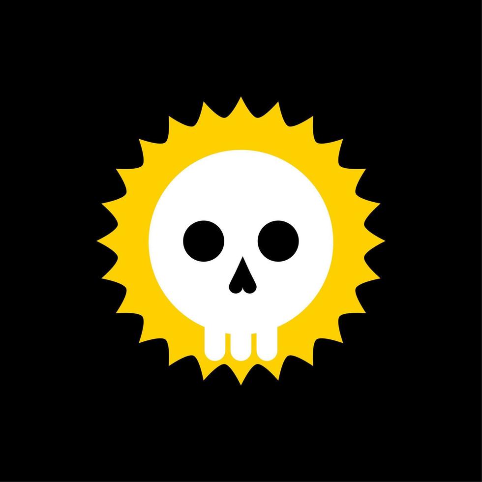 skull flat symbol with sun. skull pirate flag symbol. skull flat design vector illustration