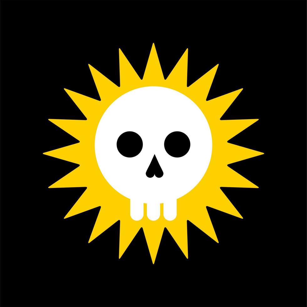 skull flat symbol with sun. skull pirate flag symbol. skull flat design vector illustration