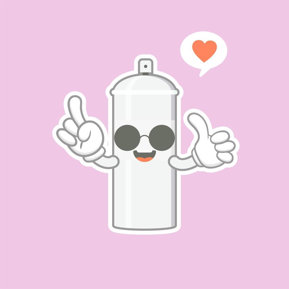 cute and kawaii spray paint cartoon character. spray paint character with happy expression in flat style. can use for mascot, emoji, emoticon, logo vector