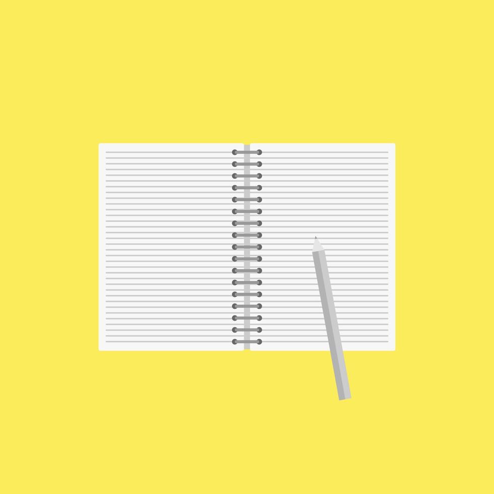 empty blocknote with pen flat design vector illustration