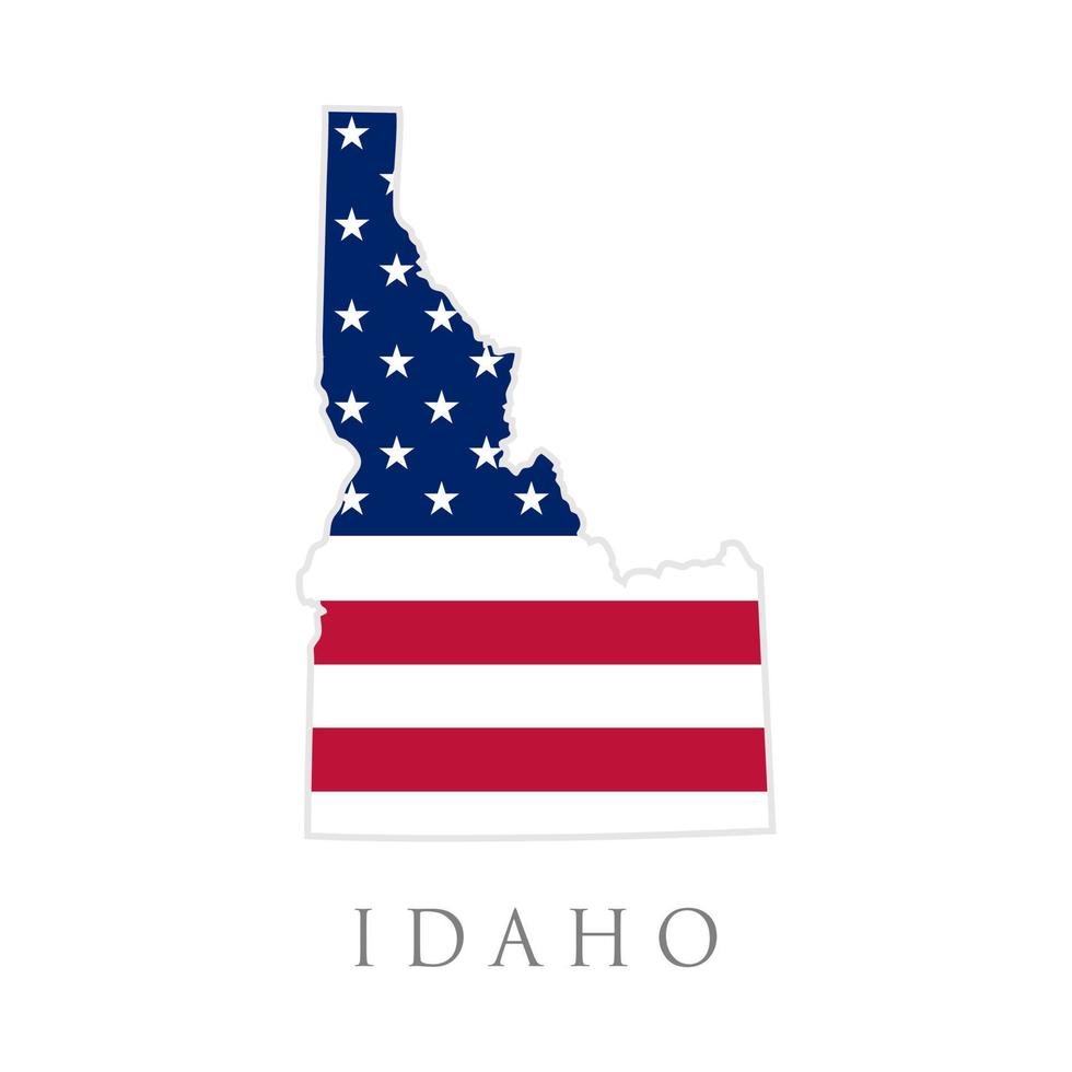 forma del mapa del estado de idaho con bandera estadounidense. ilustración vectorial se puede usar para el día de la independencia de los estados unidos de américa, el nacionalismo y la ilustración del patriotismo. diseño de la bandera de estados unidos vector