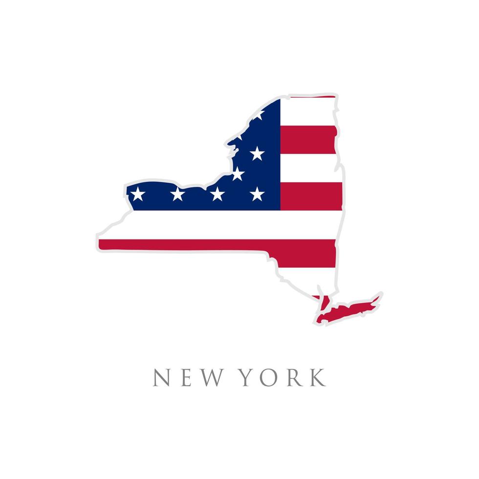 forma del mapa del estado de nueva york con bandera americana. ilustración vectorial se puede usar para el día de la independencia de los estados unidos de américa, el nacionalismo y la ilustración del patriotismo. diseño de la bandera de estados unidos vector