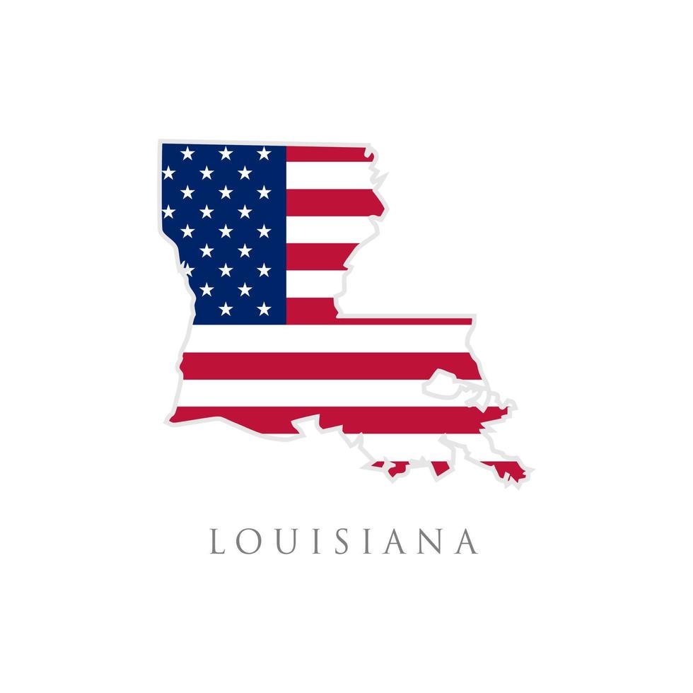 forma del mapa del estado de louisiana con bandera americana. ilustración vectorial se puede usar para el día de la independencia de los estados unidos de américa, el nacionalismo y la ilustración del patriotismo. diseño de la bandera de estados unidos vector