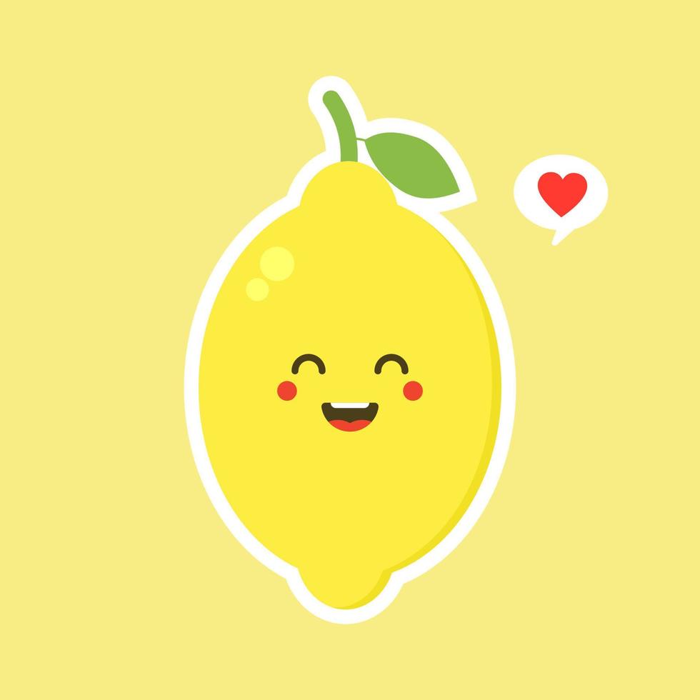 funny and kawaii lemon characters happy expressions. Cartoon vector illustration isolated on color background. Funny lemon characters, mascots, emoticons.