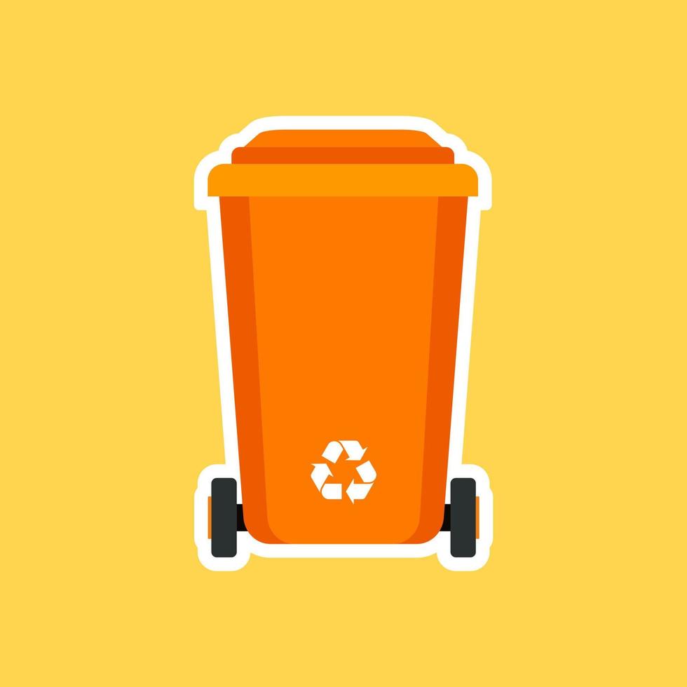 trash bin cartoon character. Isolated on color background. Vector cartoon character illustration design, simple flat style. Eco trash bin Environment Pollution.