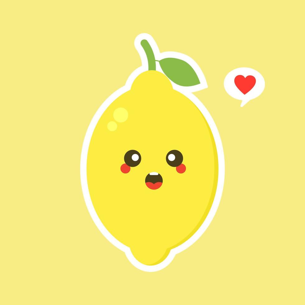 funny and kawaii lemon characters happy expressions. Cartoon vector illustration isolated on color background. Funny lemon characters, mascots, emoticons.