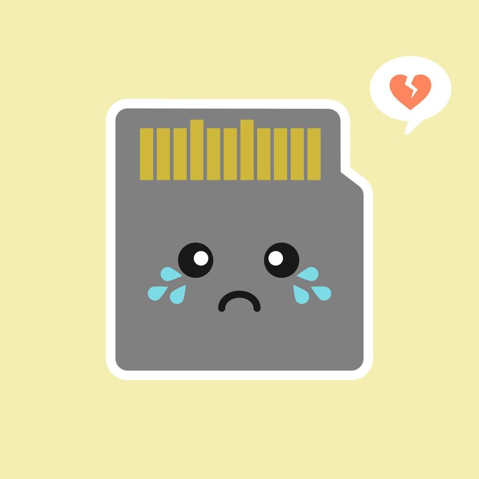 cute and kawaii mini sd card in flat style vector illustration . concept of device, gadget, multimedia, internet, store file, personal electronics, data transfer, web. flat style modern logo design
