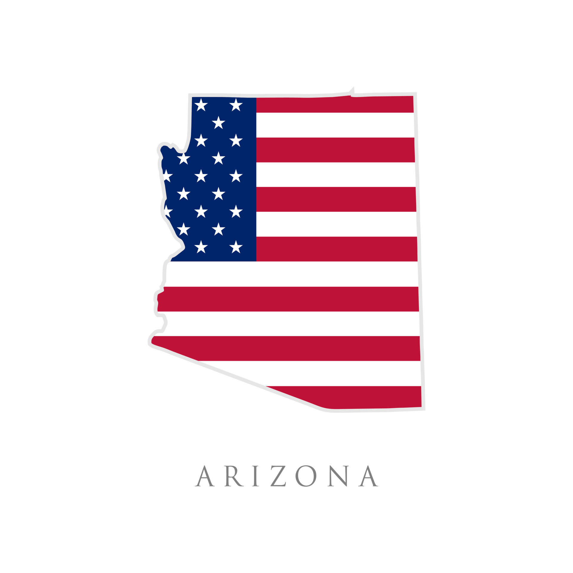 Shape of Arizona state map with American flag. vector illustration. can