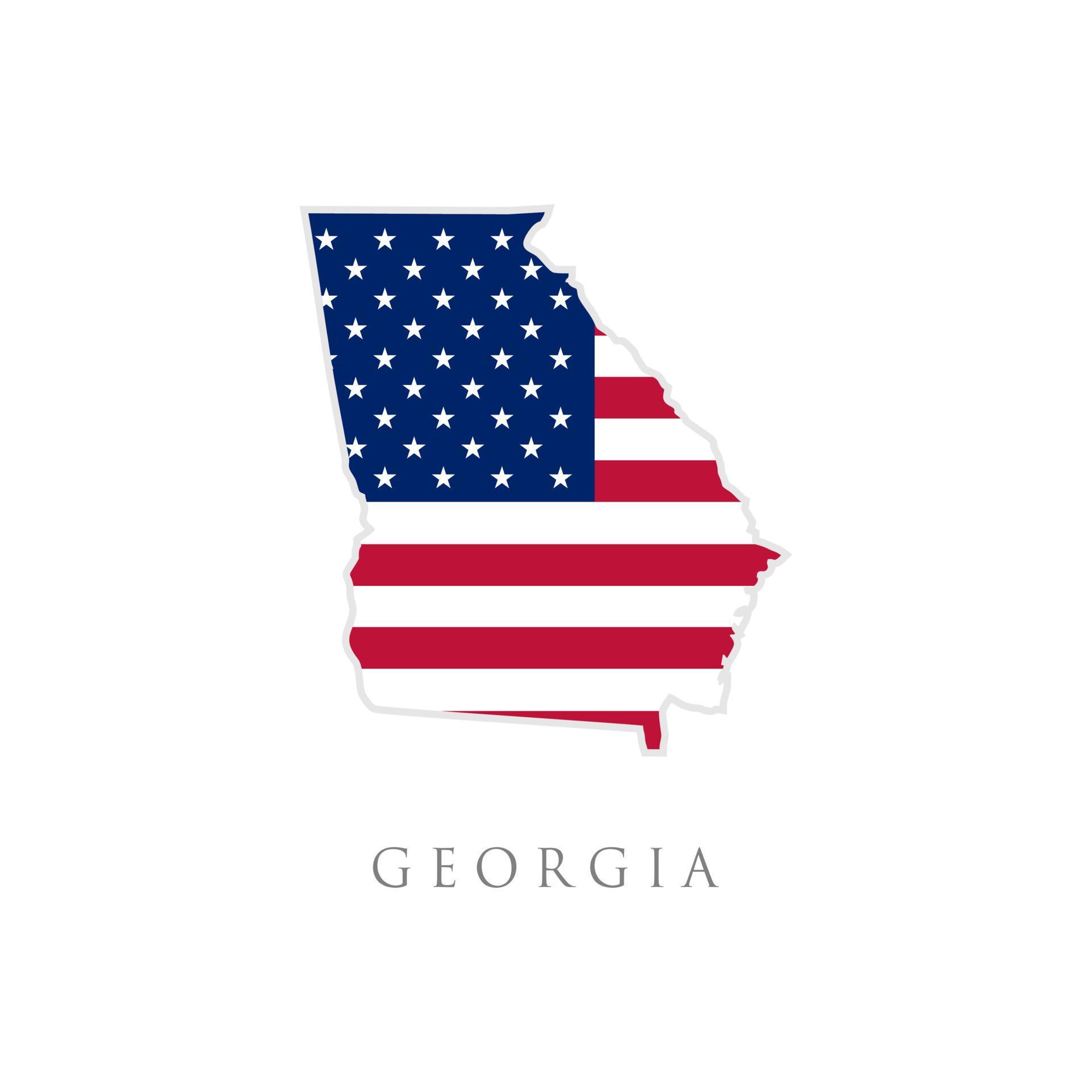 Shape of Georgia state map with American flag. vector illustration. can