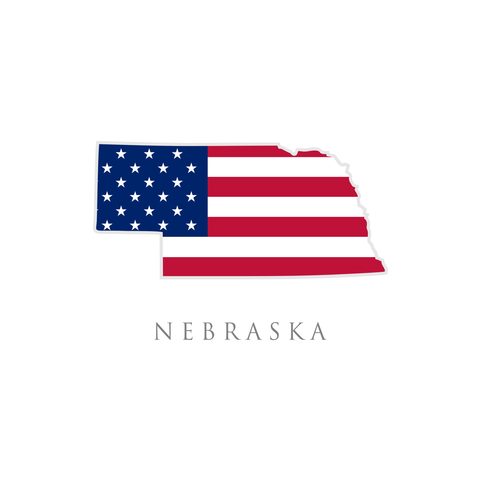 Shape Of Nebraska State Map With American Flag Vector Illustration