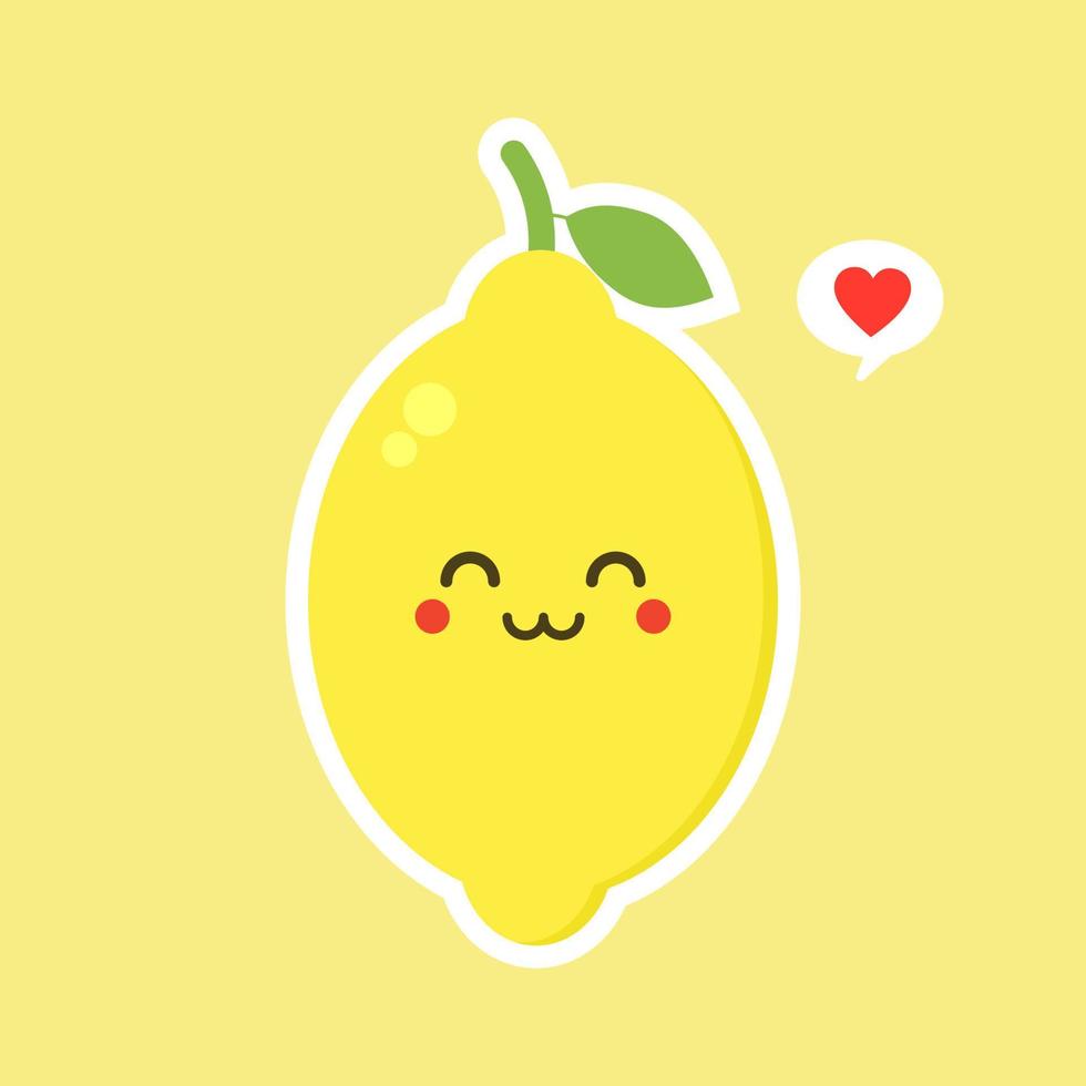 funny and kawaii lemon characters happy expressions. Cartoon vector illustration isolated on color background. Funny lemon characters, mascots, emoticons.