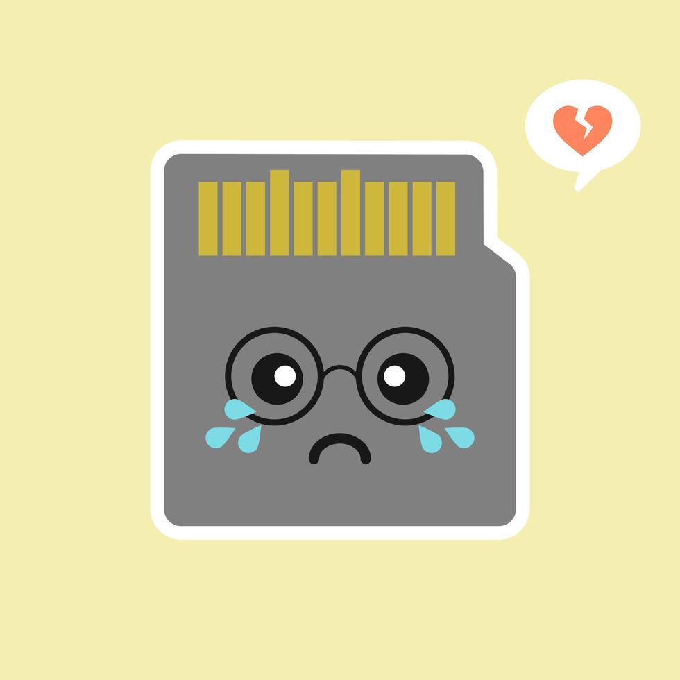 cute and kawaii mini sd card in flat style vector illustration . concept of device, gadget, multimedia, internet, store file, personal electronics, data transfer, web. flat style modern logo design