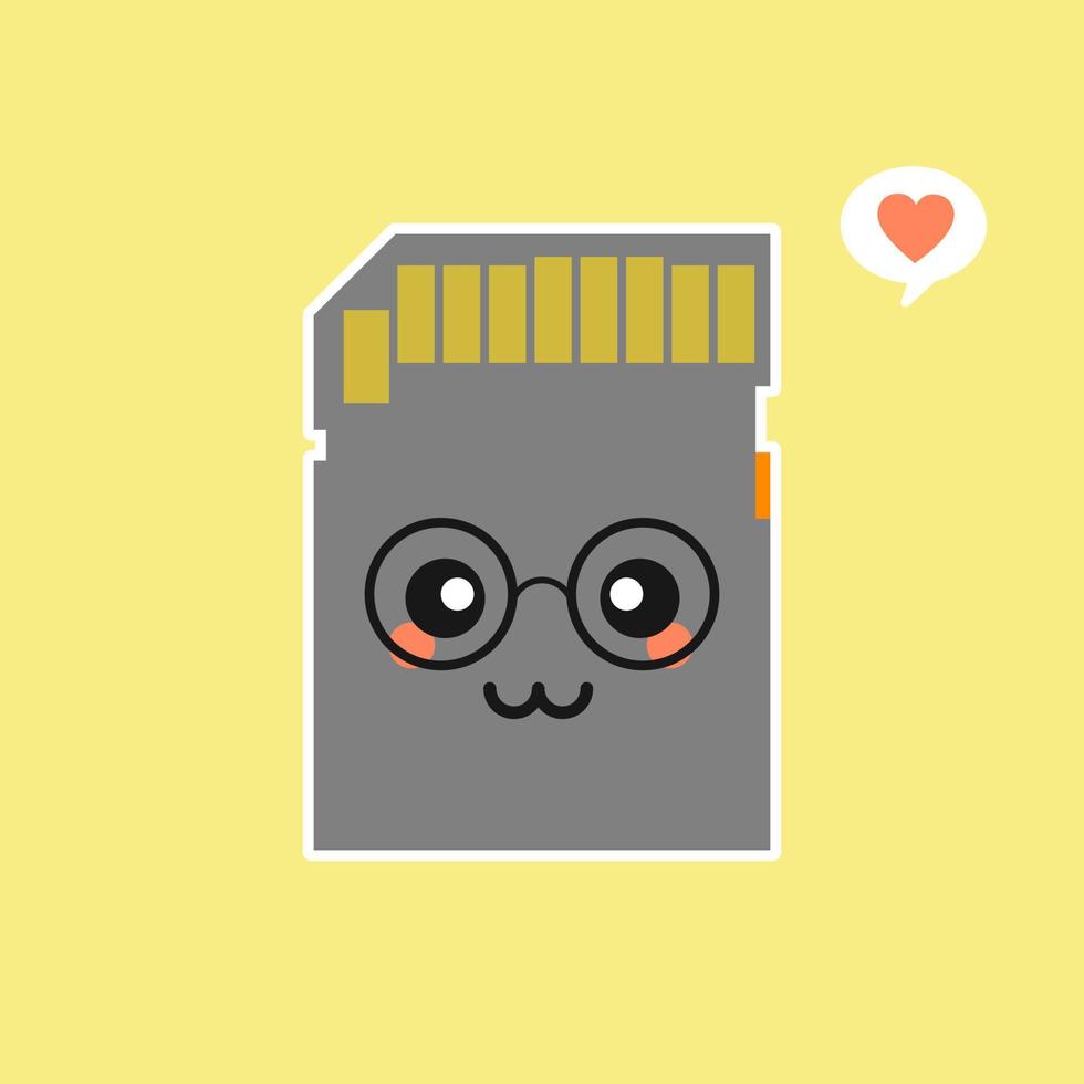 cute and kawaii micro sd card in flat style vector illustration