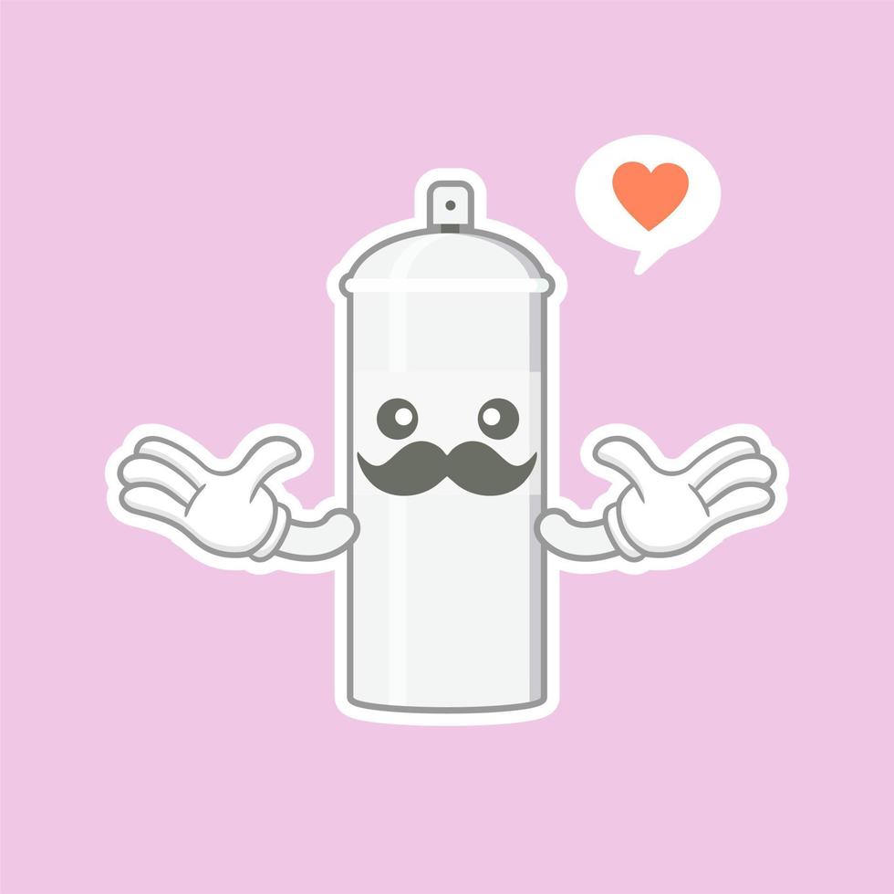 cute and kawaii spray paint cartoon character. spray paint character with happy expression in flat style. can use for mascot, emoji, emoticon, logo vector