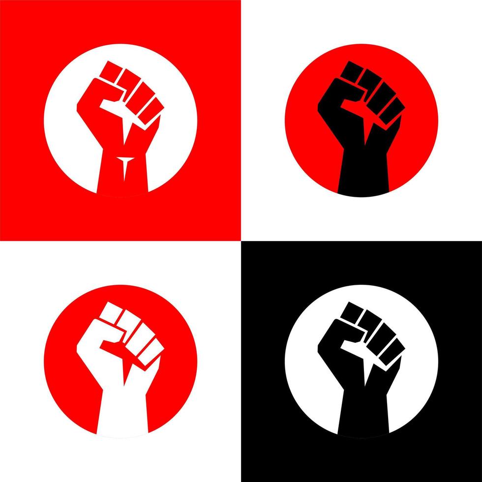 Raised fist logo. Raised black fist vecor icon. Victory, rebel symbol in protest or riot gesture symbol. vector