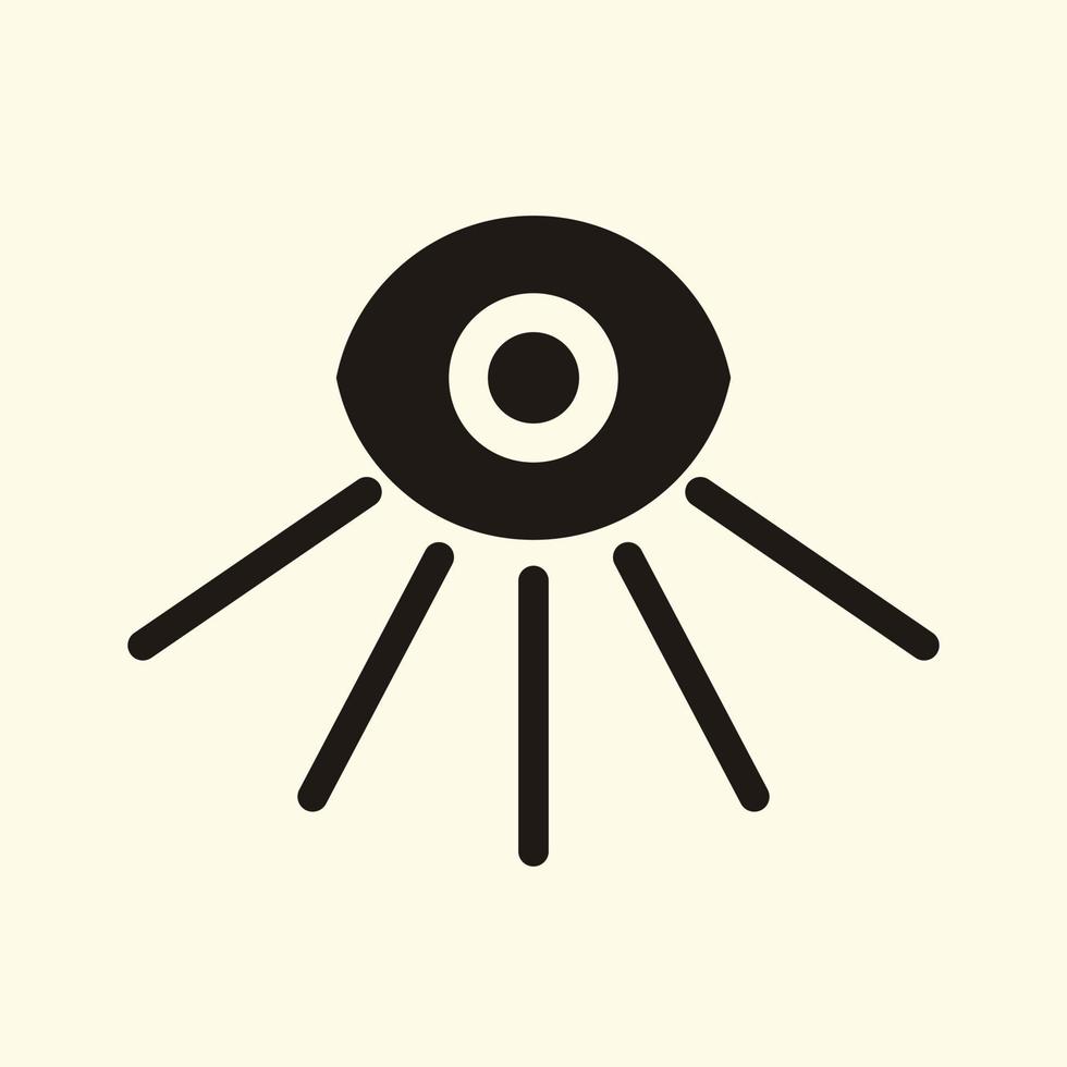 Eye icon thin line for web and mobile, modern minimalistic flat design. Vector dark grey icon on light pastel background.