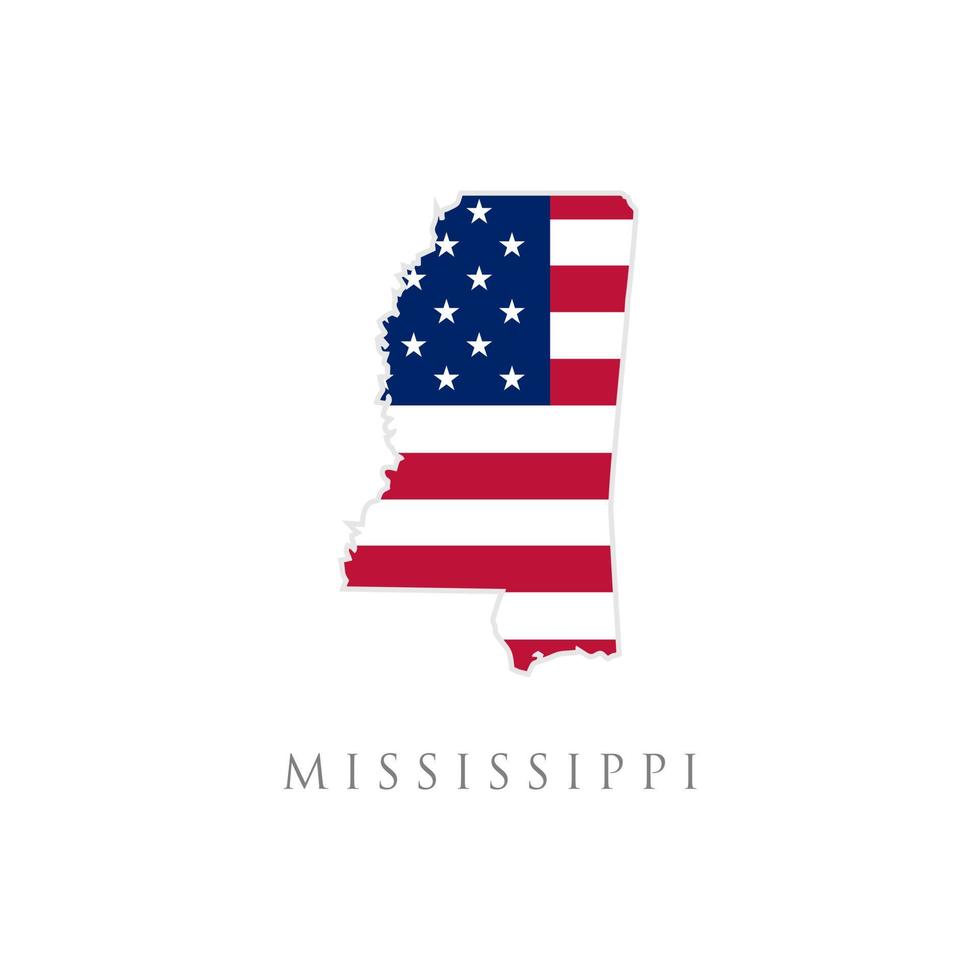 forma del mapa del estado de mississipi con bandera americana. ilustración vectorial se puede usar para el día de la independencia de los estados unidos de américa, el nacionalismo y la ilustración del patriotismo. diseño de la bandera de estados unidos vector